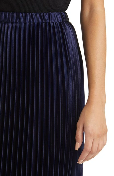 Shop Anne Klein Pleated Satin Skirt In Distant Mountain