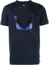 Fendi Monster Rhinestone Cotton T-shirt, Navy In Blue