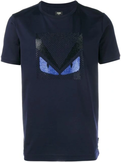 Fendi Monster Rhinestone Cotton T-shirt, Navy In Blue ModeSens