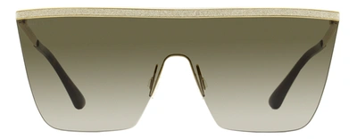 Shop Jimmy Choo Women's Mask Sunglasses Leah 06jha Gold/havana 99mm In Multi