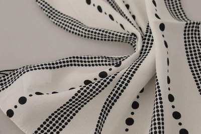 Shop Dolce & Gabbana Dotted Stripes Square Handkerchief Viscose Men's Scarf In White