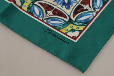 Shop Dolce & Gabbana Majolica Patterned Square Handkerchief Scarf Men's Silk In Multi