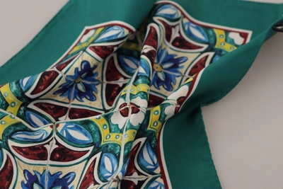 Shop Dolce & Gabbana Majolica Patterned Square Handkerchief Scarf Men's Silk In Multi