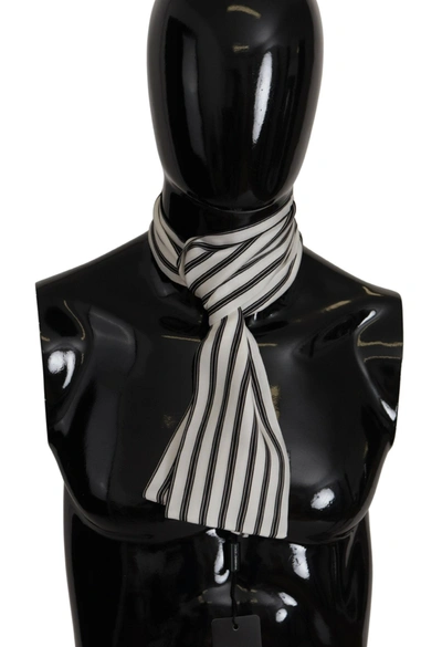 Shop Dolce & Gabbana Stripes Scarf Neck Wrap Shawl Men's Silk In White