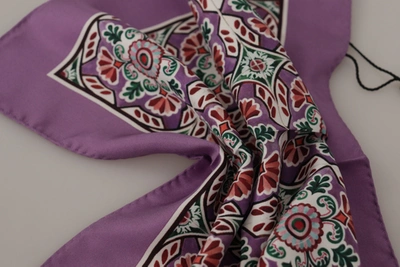 Shop Dolce & Gabbana Majolica Patterned Square Handkerchief Silk Men's Scarf In Multi