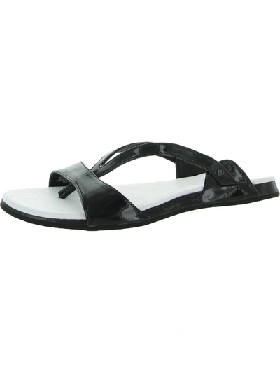 Shop Puma Lancio Sandal Womens Patent Leather Comfort Footbed Thong Sandals In Black