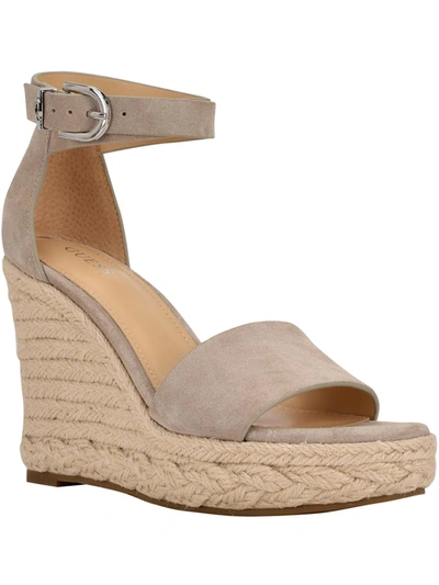 Shop Guess Hidy Womens Suede Peep-toe Wedge Sandals In Multi