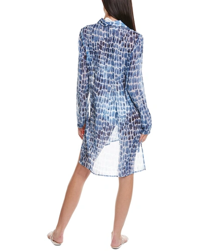Shop Carmen Marc Valvo Convertible Cover-up Shirt In Blue