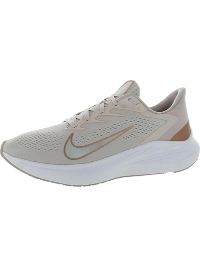 Shop Nike Zoom Winflo 7 Womens Mesh Trainers Running Shoes In Beige