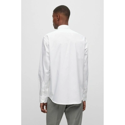 Shop Hugo Boss Regular-fit Shirt In Easy-iron Cotton Poplin In White
