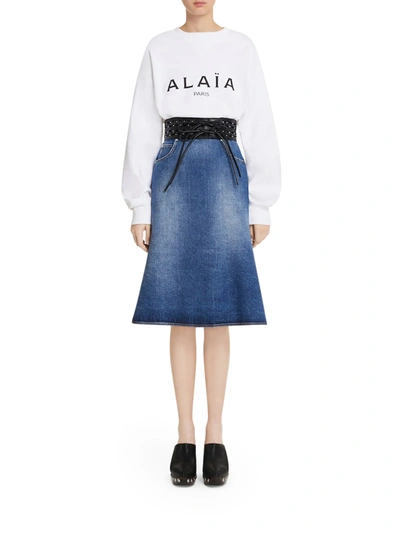 Shop Alaïa Logo Sweatshirt In White