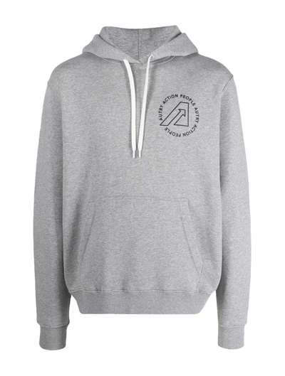 Shop Autry Logo-print Cotton Drawstring Hoodie In Grey