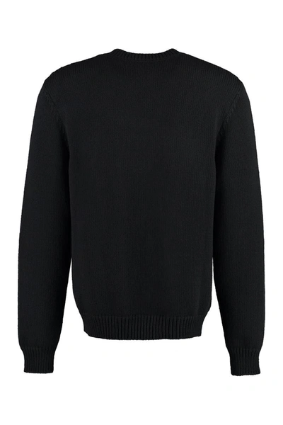 Shop Balmain Crew-neck Wool Sweater In Black