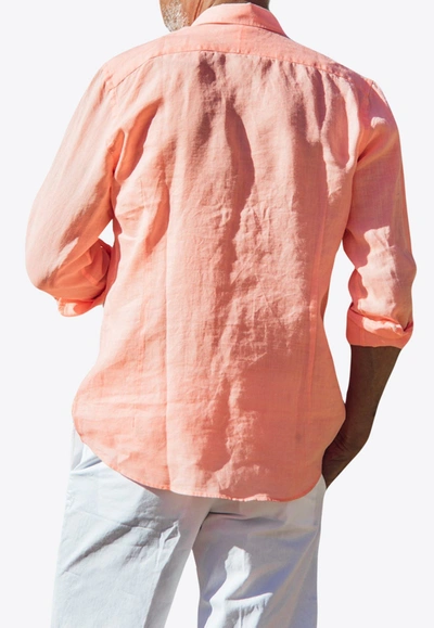 Les Canebiers Divin Button-up Shirt In Linen In Orange
