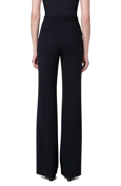 Shop Akris Punto Courtney Wide Leg Stretch Virgin Wool Pants In 009 Black