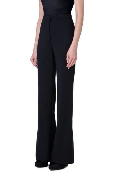 Shop Akris Punto Courtney Wide Leg Stretch Virgin Wool Pants In 009 Black