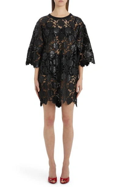 Shop Dolce & Gabbana Sequin Long Sleeve Tulle Minidress In Black