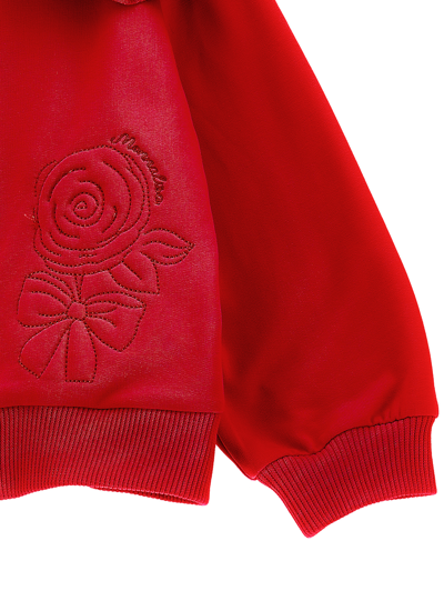 Monnalisa Sweatshirt With Collar And Embroidery In Ruby Red