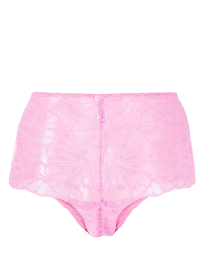 Shop Dora Larsen Vita Lace High-waist Briefs In Pink