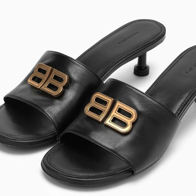 Shop Balenciaga Bb Black/gold Heel Sandal