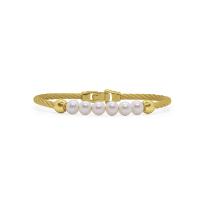 Shop Alor Yellow Cable Bracelet With Freshwater Pearls