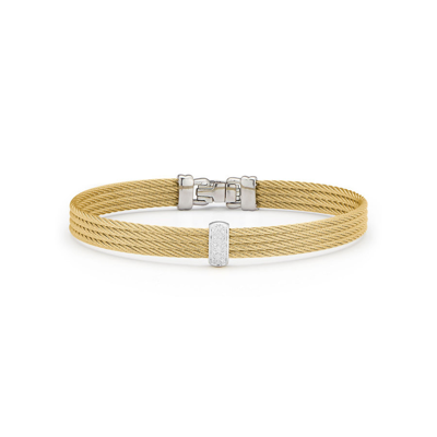Shop Alor Yellow Cable Barred Bracelet With 18kt White & Diamonds