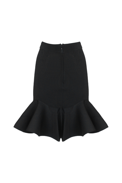 Shop Alexander Mcqueen Synthetic Fibers Skirt In Black