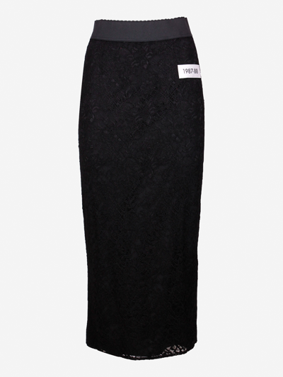 Shop Dolce & Gabbana Synthetic Fibers Skirt In Black