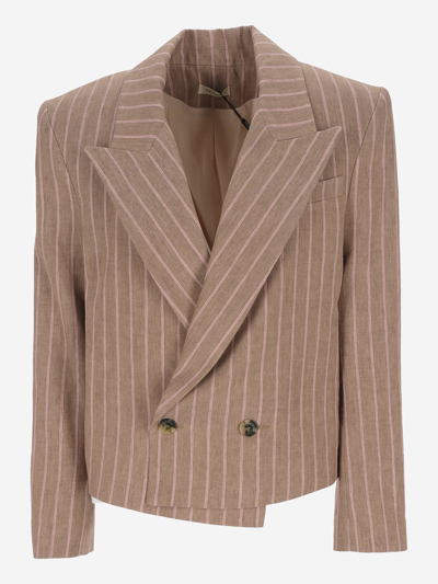 Shop The Mannei Eco-friendly Fabric Jacket In Beige
