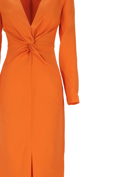 Shop Roland Mouret Silk Dress In Orange