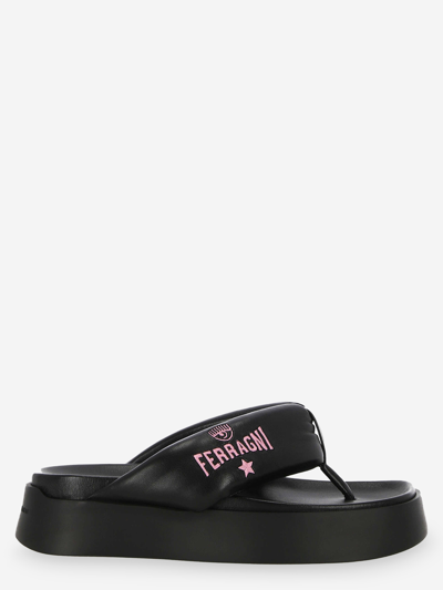 Shop Chiara Ferragni Synthetic Fibers Sandals In Black