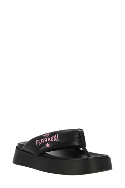 Shop Chiara Ferragni Synthetic Fibers Sandals In Black