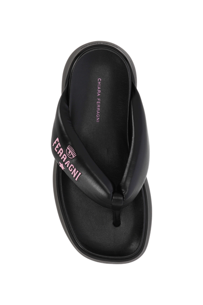 Shop Chiara Ferragni Synthetic Fibers Sandals In Black