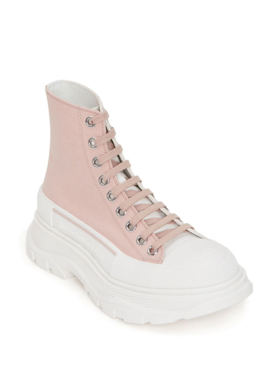 Shop Alexander Mcqueen Leather Ankle Boots In Pink