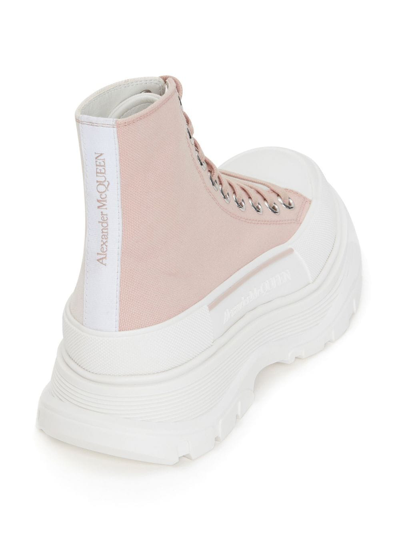 Shop Alexander Mcqueen Leather Ankle Boots In Pink