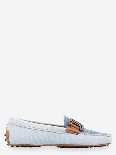Shop Tod's Fabric Loafers In Blue