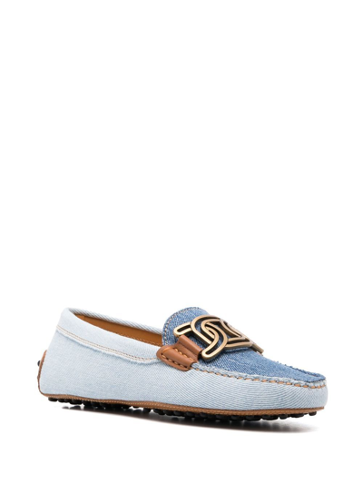 Shop Tod's Fabric Loafers In Blue