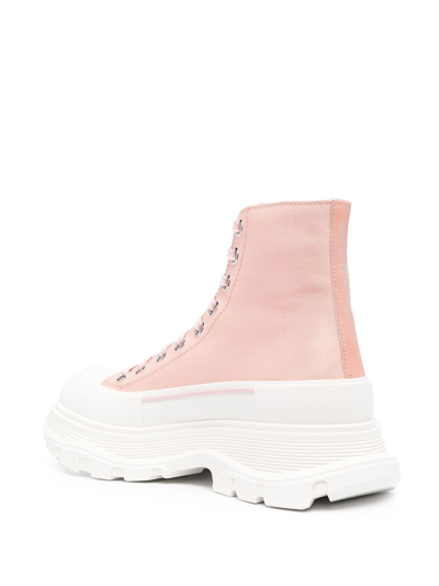 Shop Alexander Mcqueen Fabric Ankle Boots In Pink