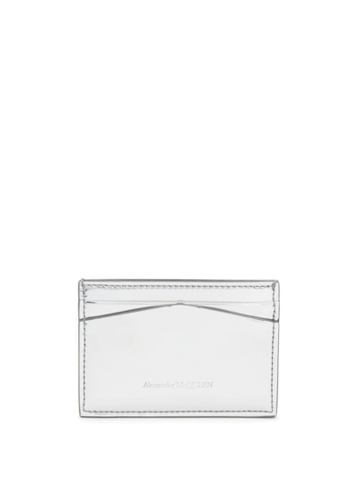 Shop Alexander Mcqueen Fabric Wallet In Silver