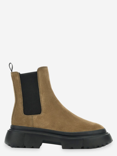 Shop Hogan Leather Boots In Brown