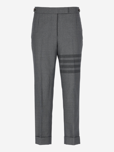 Shop Thom Browne Synthetic Fibers Trousers In Grey