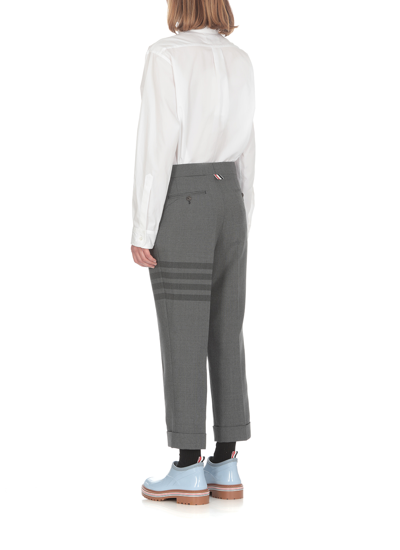 Shop Thom Browne Synthetic Fibers Trousers In Grey