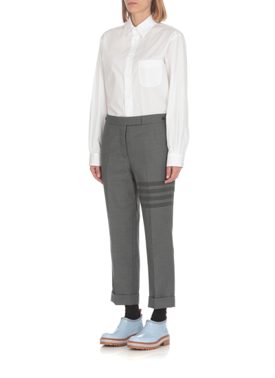 Shop Thom Browne Synthetic Fibers Trousers In Grey
