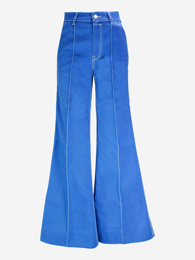 Shop Zimmermann Cotton Trousers In Blue