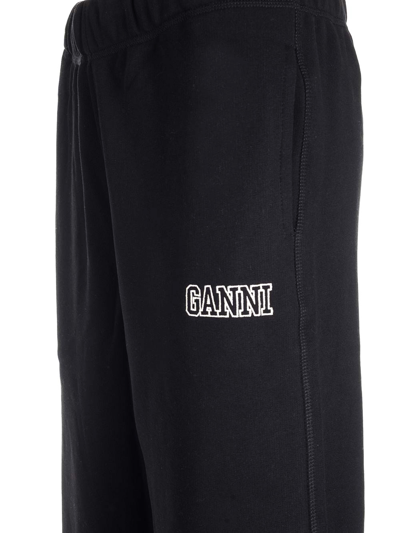Shop Ganni Cotton Trousers In Black