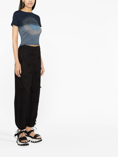 Shop Msgm Cotton Trousers In Black