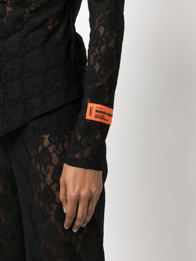 Heron Preston Floral-lace Button-up Shirt In Black