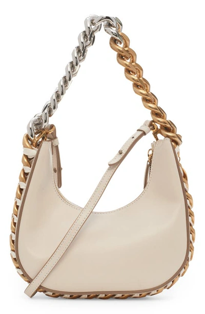 Shop Stella Mccartney Frayme Faux Leather Hobo Bag In 9000 Pure White