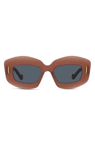 Shop Loewe Silver Screen 49mm Rectangular Sunglasses In Rust