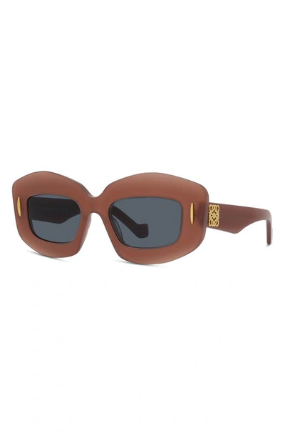 Shop Loewe Silver Screen 49mm Rectangular Sunglasses In Rust